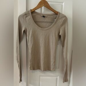 Universal Thread Tan Fitted Long Sleeve Blouse